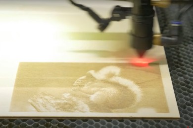 Laser engraving machine for wood